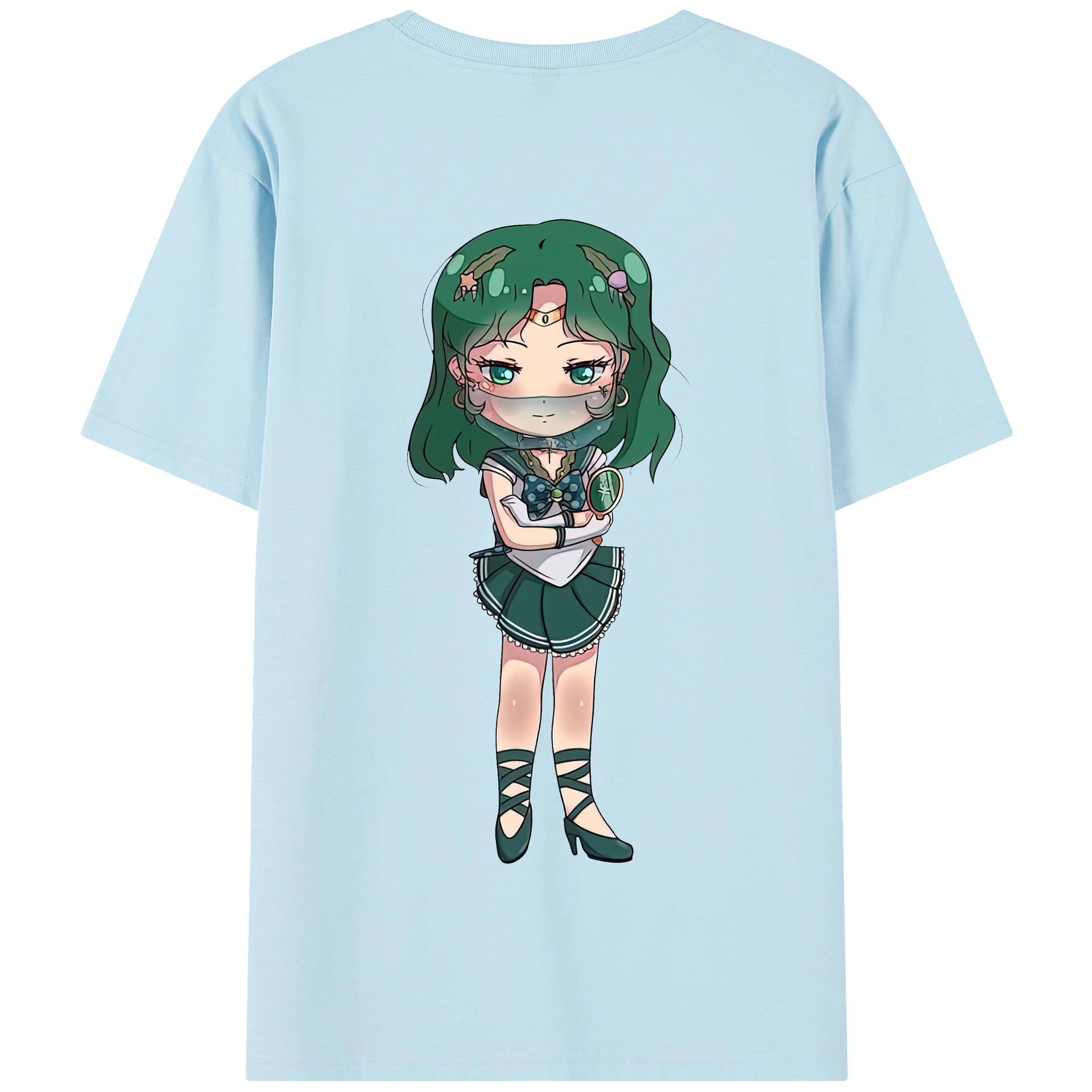 （画像用） 美少女戦士セーラームーン 海王 みちる（かいおう みちる） Sailor Moon Kaiou Michiru 綿100％半袖Tシャツ（背面プリント）